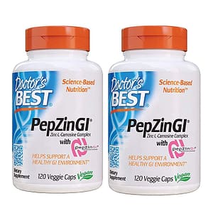 お得な2個セット!Doctor's Best ドクターズベスト PepZin GI ペプジン GI 亜鉛・L-カルノシン 120カプセル入り×2箱 4ヵ月分