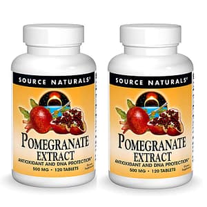 お得な2パック!Source Naturals(ソースナチュラルズ)・ザクロエキス 美肌・シミ・シワなどの肌トラブルに 120タブレット入り×2箱 合計240タブレット Pomegranate Extract 500mg