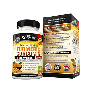 BIO Schwarts ターメリッククルクミン 免疫、肝臓、消化、関節サポートのサプリメント- ブラックペッパーエキス1500mg - 95%クルクミノイドとバイオペリン入り 90カプセル