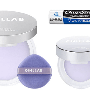 5スター!SNS大人気 もれなくリップをプレゼント!【スキンケア・テカリ防止・セットでお得!】 Chillab ラベンダー マット パウダー オイル コントロール パウダー パフ付き 3個セット Chillab Lavender Matte Powder Oil Control with Mini Powder Puff 3pack
