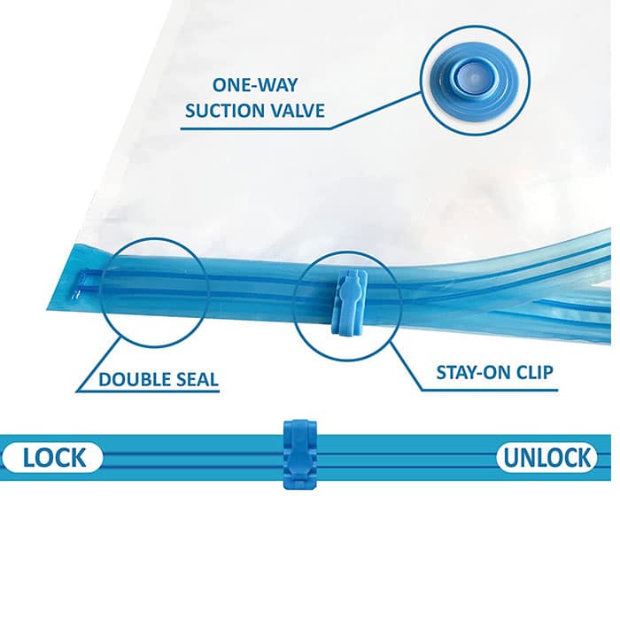 20パック　圧縮・真空保存バッグ　収納用品 スペースセーバーバッグ　引っ越し・オーガナイズ・衣替え 20 Pack Vacuum Storage Bags, Space Saver Bags (4 Jumbo/4 Large/4 Medium/4 Small/4 Roll) - 画像 (4)